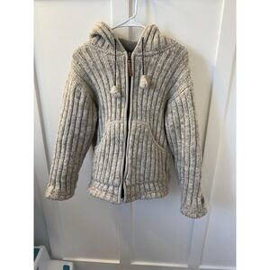 Kyber Outerwear sweater jacket womens Size Medium Beige hooded lined wool nepal